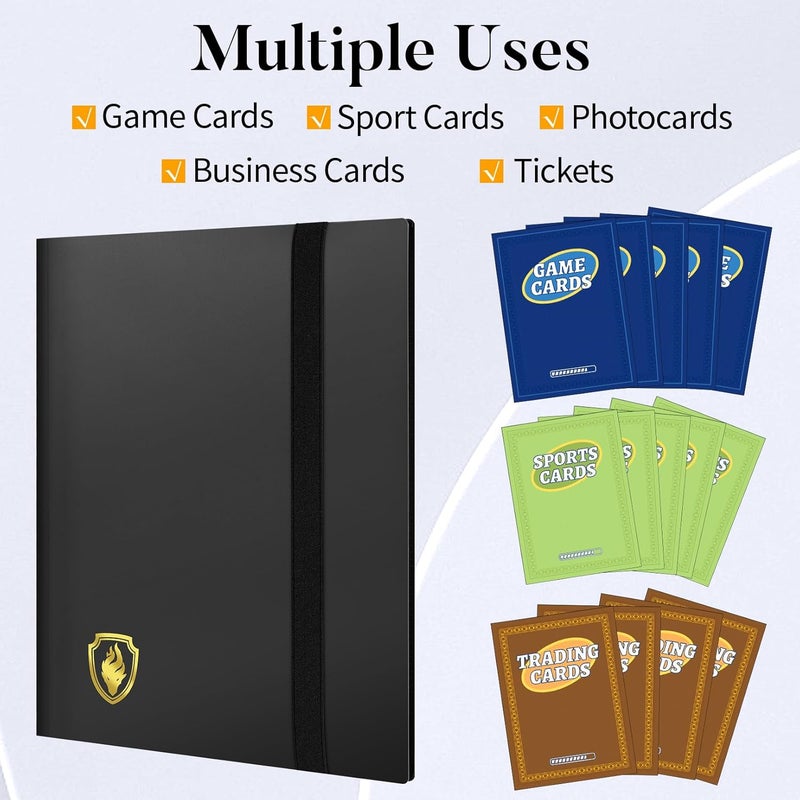 Fabmaker Heavy Duty Card Binder, 9 Pocket Trading Card Binder Holds 360 Cards, Sleek Side-Loading Card Album, Sturdy Card Collection Folder for Game Cards, Sport Cards, Pink - Image 3